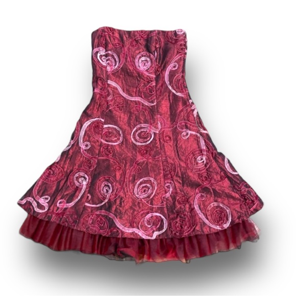 JESSICA MC CLINTOCK VINTAGE Strapless Burgundy Pink Red A Line Cocktail Dress 2 - Picture 3 of 12